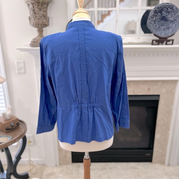 NWT Chicos Puckered Linen Blue Women's Jacket - Picture 5 of 8